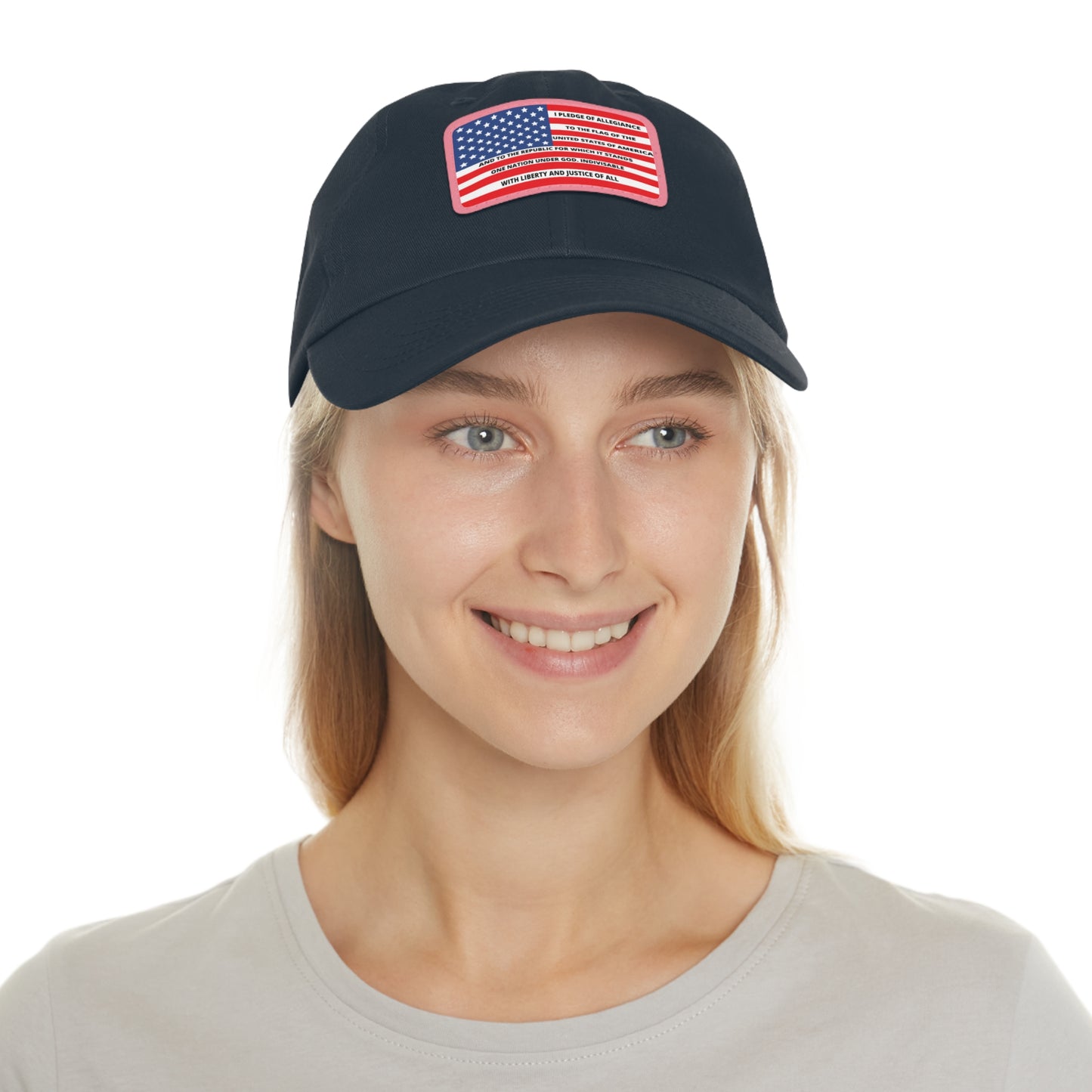 Pledge of Allegiance to the Flag of United States of America Mom and Dad Hat with Leather Patch