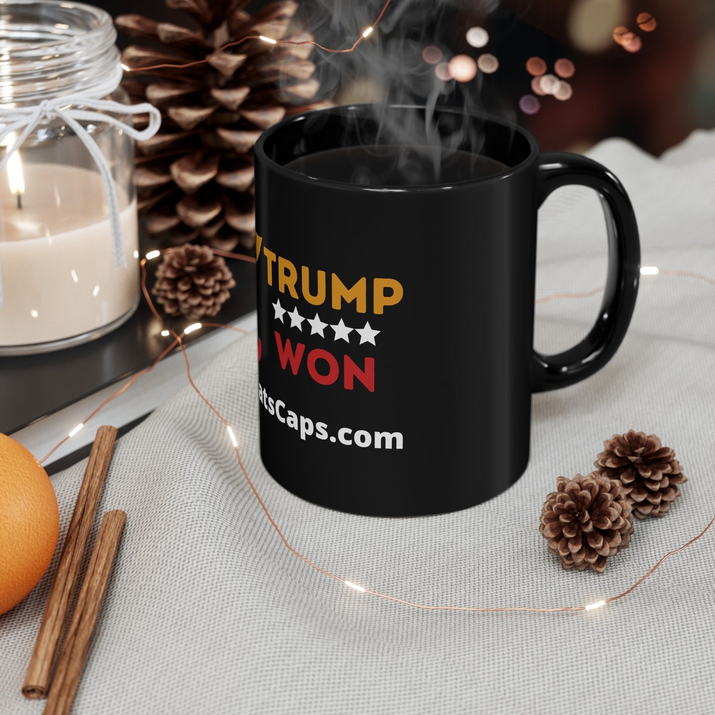 Trump Won Black Mug, 15oz and 11oz