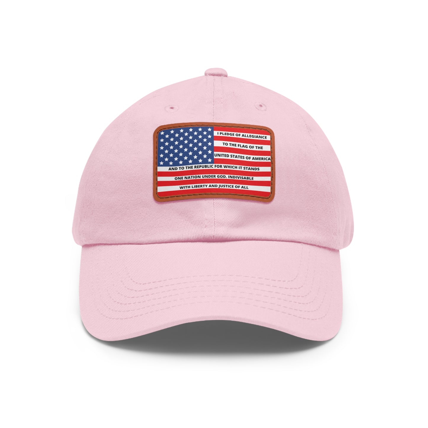 Pledge of Allegiance to the Flag of United States of America Mom and Dad Hat with Leather Patch