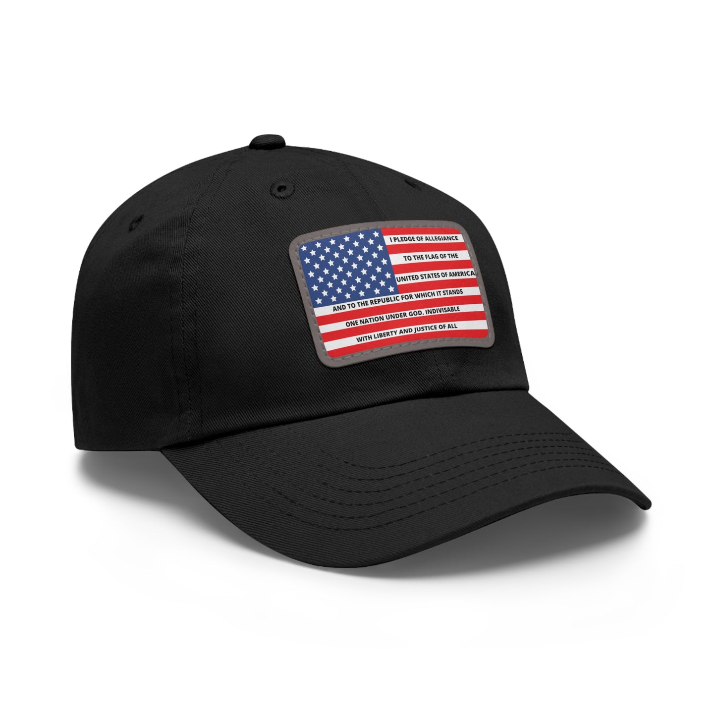 Pledge of Allegiance to the Flag of United States of America Mom and Dad Hat with Leather Patch