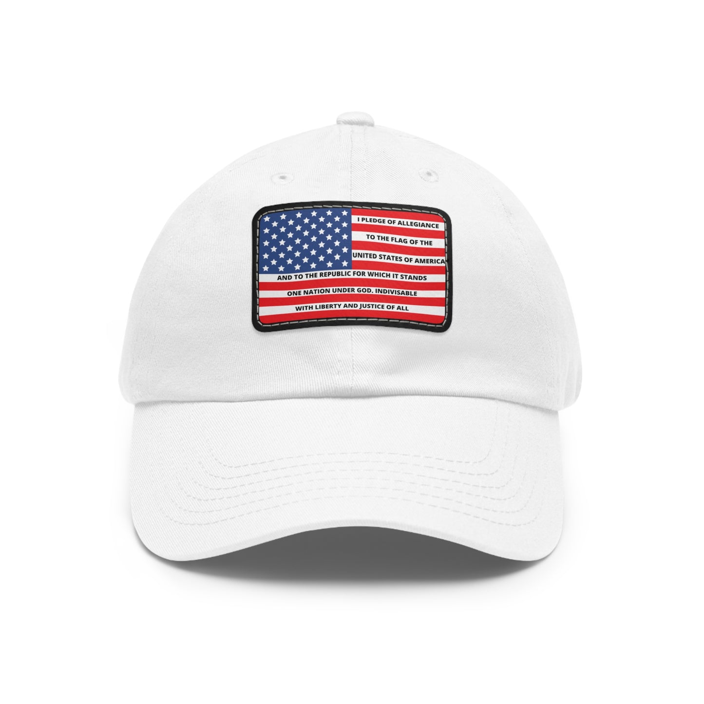 Pledge of Allegiance to the Flag of United States of America Mom and Dad Hat with Leather Patch