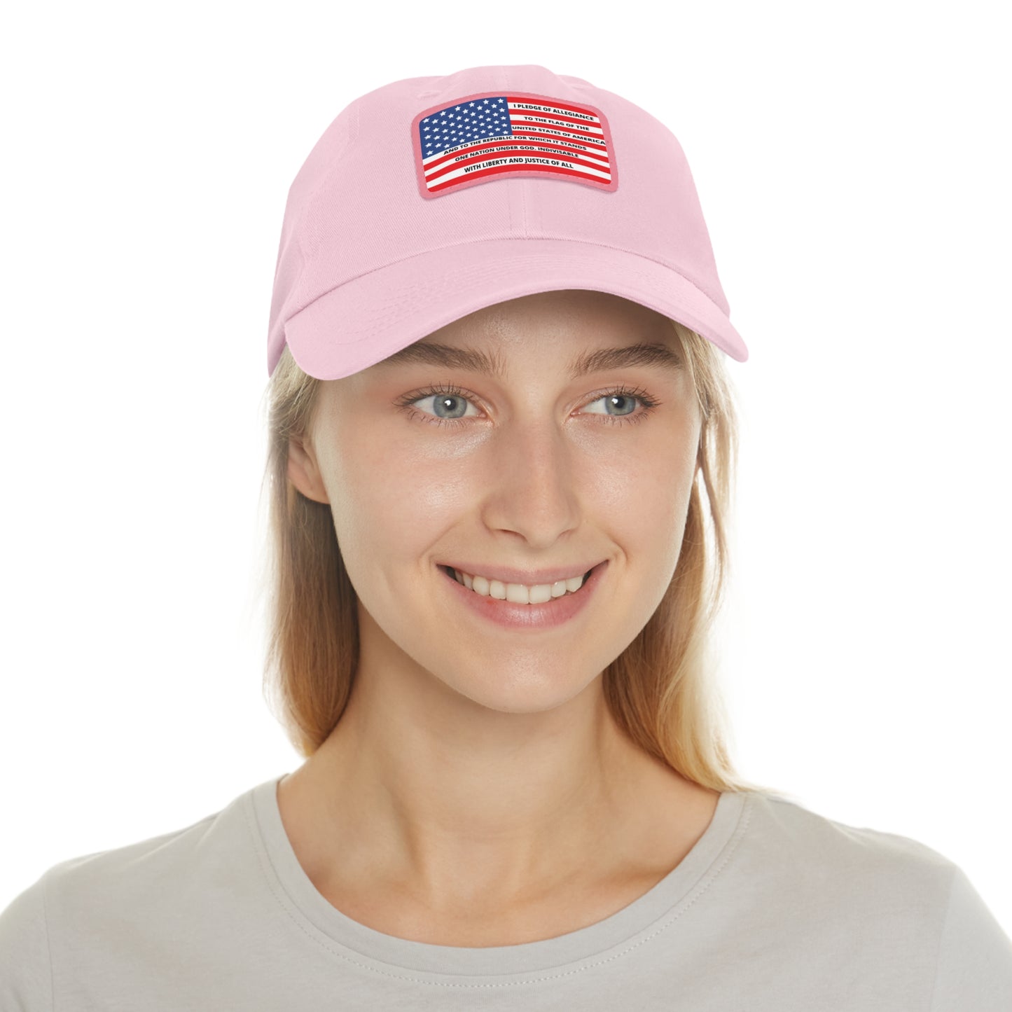 Pledge of Allegiance to the Flag of United States of America Mom and Dad Hat with Leather Patch