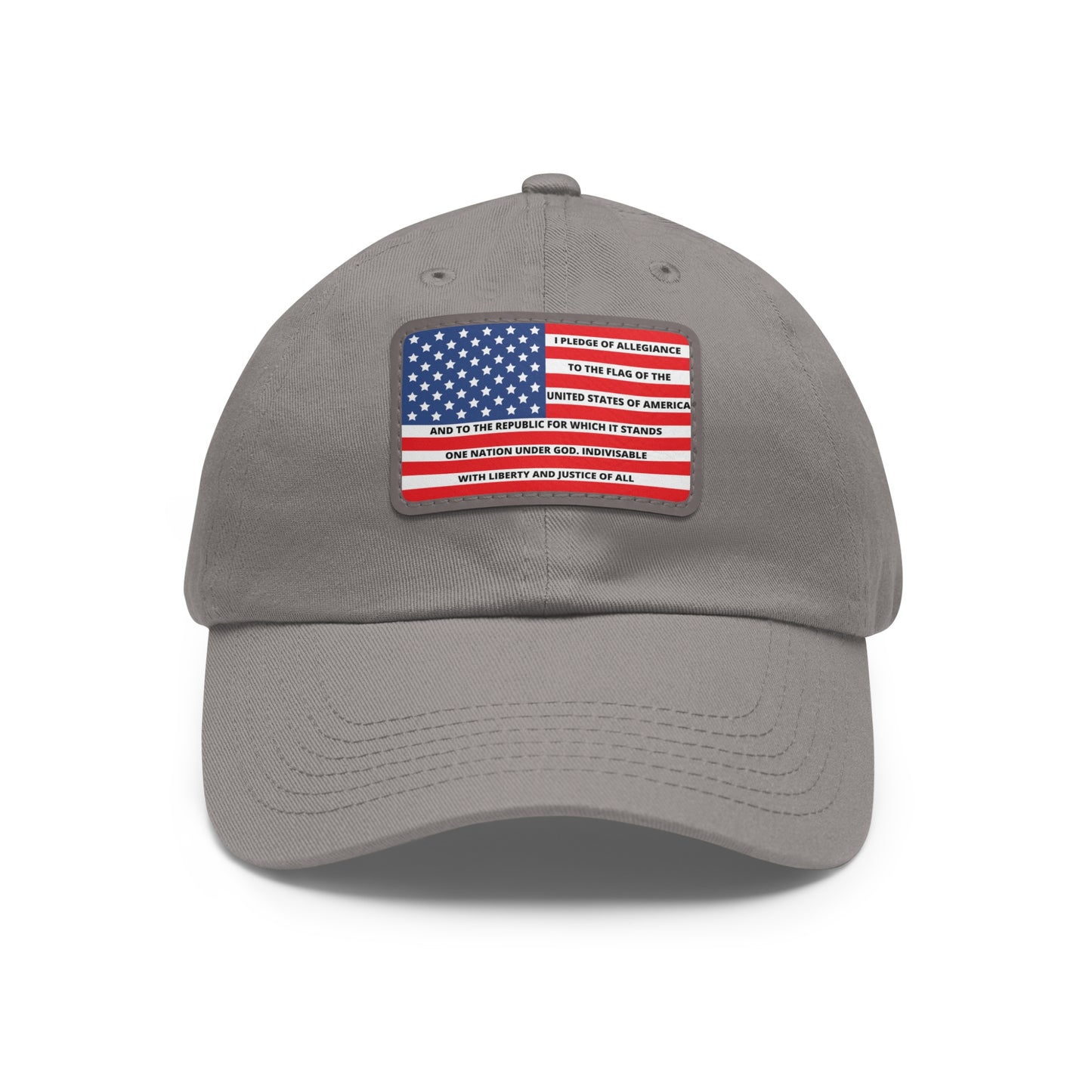 Pledge of Allegiance to the Flag of United States of America Mom and Dad Hat with Leather Patch