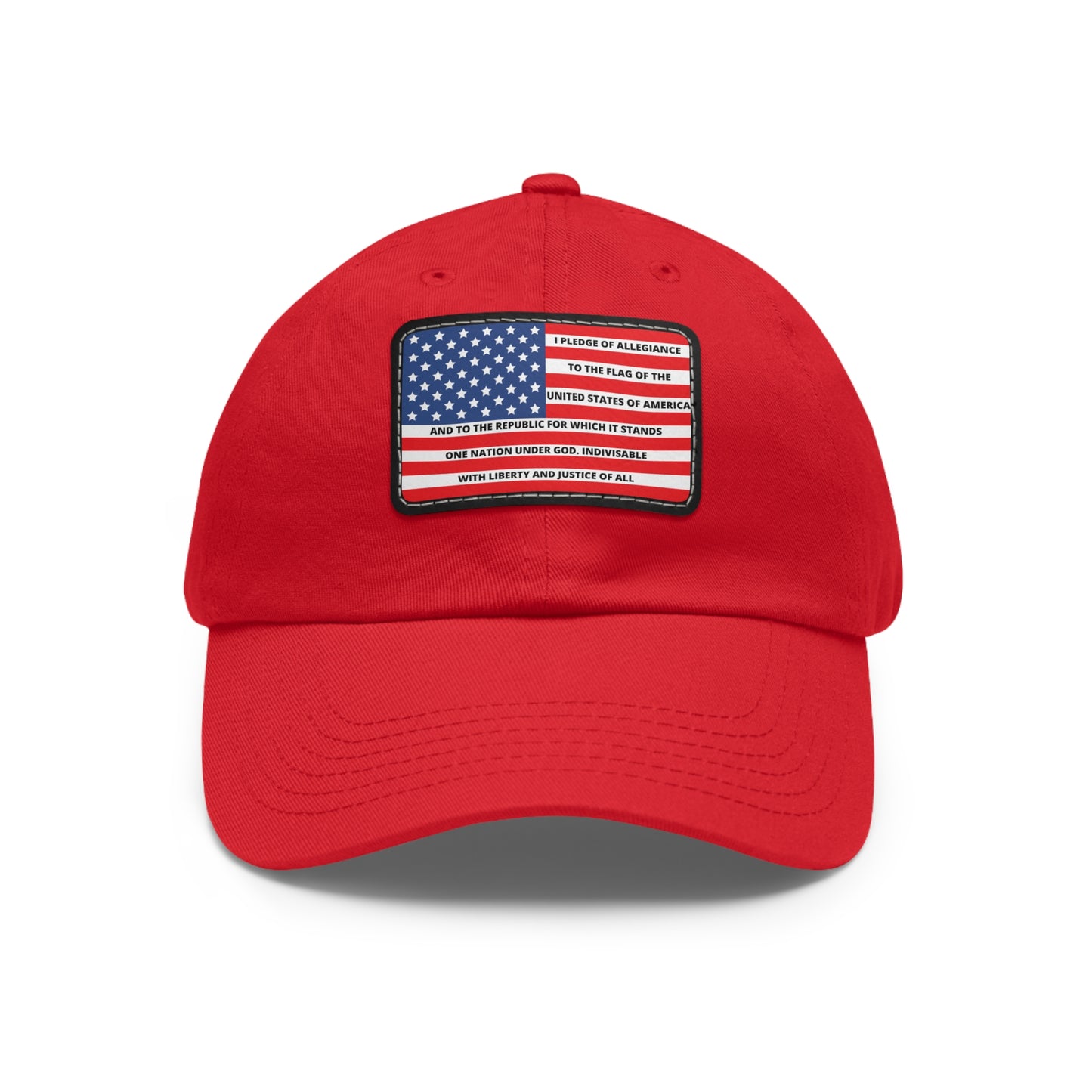 Pledge of Allegiance to the Flag of United States of America Mom and Dad Hat with Leather Patch