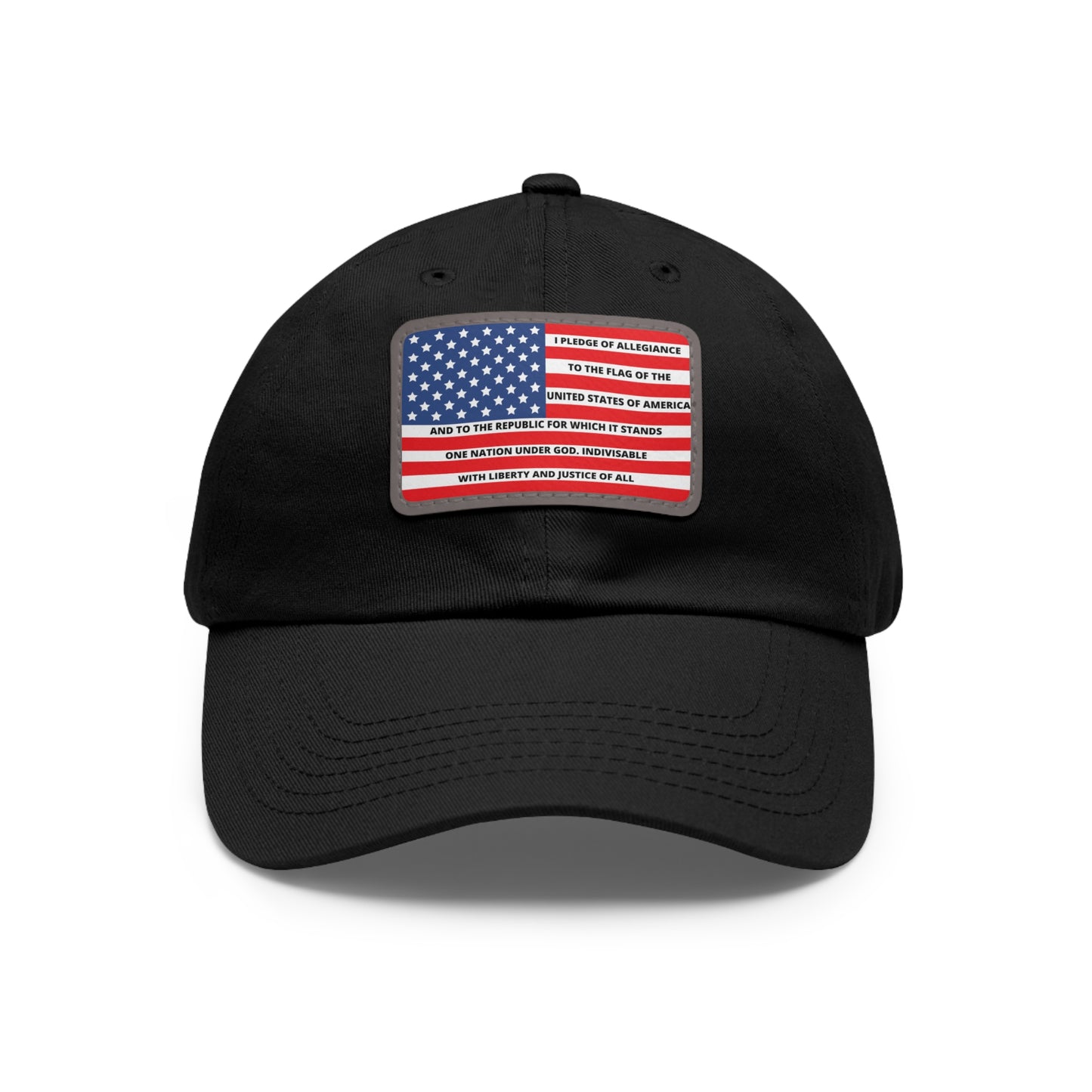 Pledge of Allegiance to the Flag of United States of America Mom and Dad Hat with Leather Patch