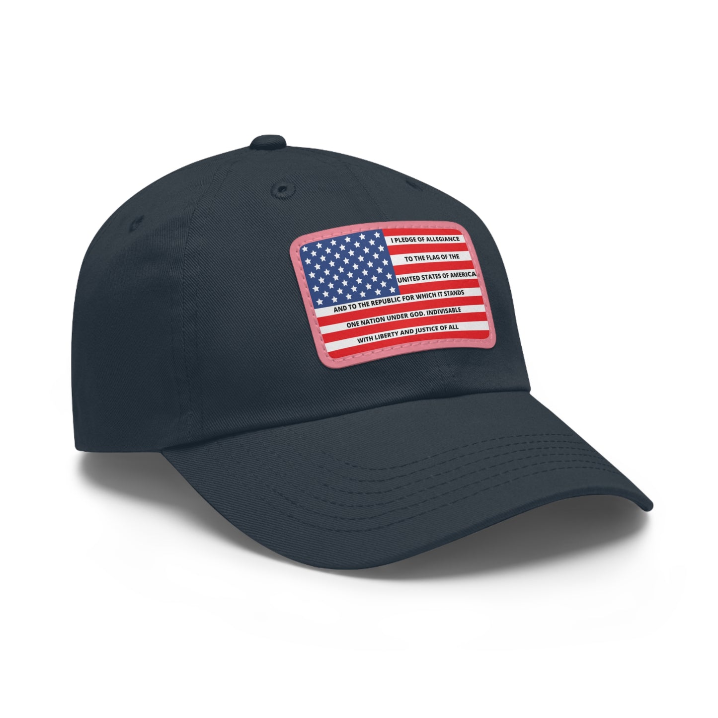 Pledge of Allegiance to the Flag of United States of America Mom and Dad Hat with Leather Patch