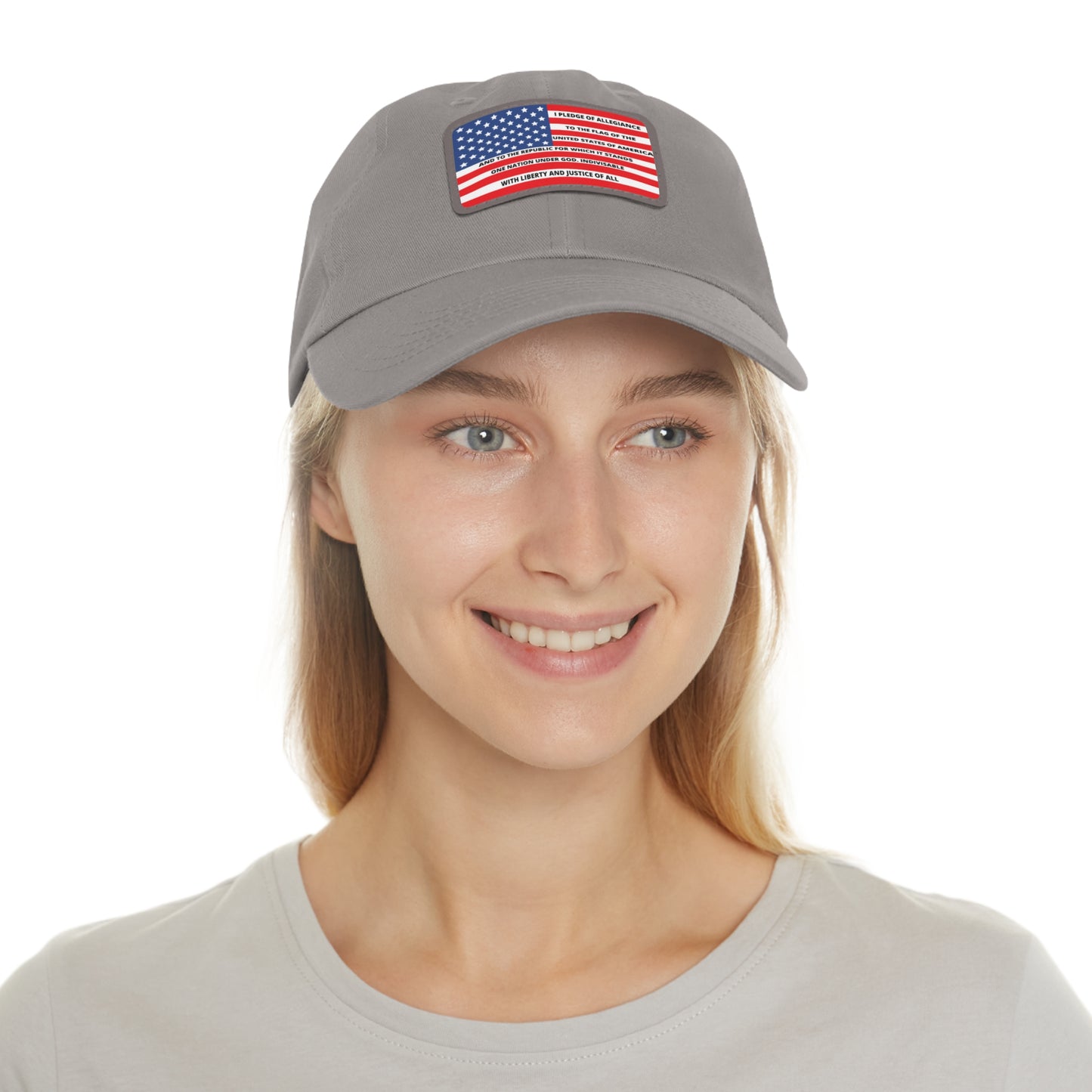 Pledge of Allegiance to the Flag of United States of America Mom and Dad Hat with Leather Patch