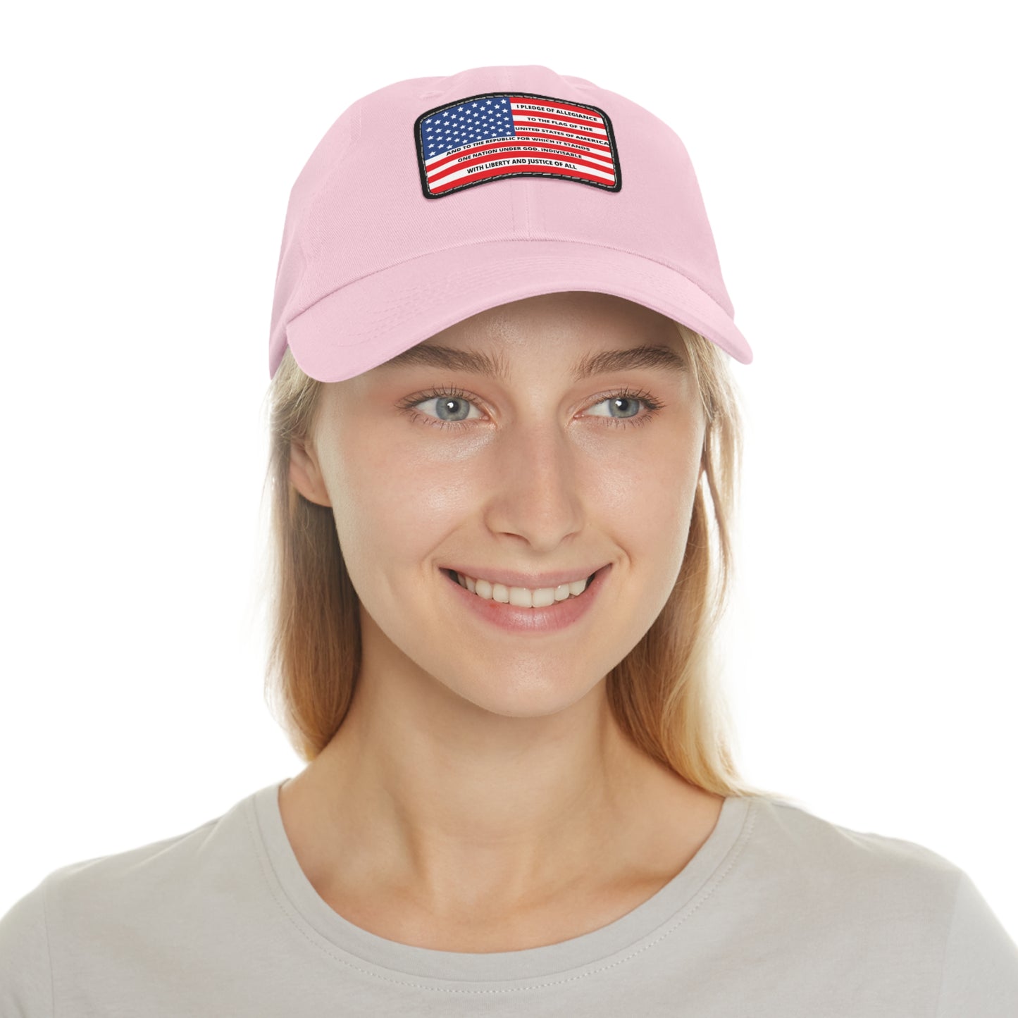 Pledge of Allegiance to the Flag of United States of America Mom and Dad Hat with Leather Patch