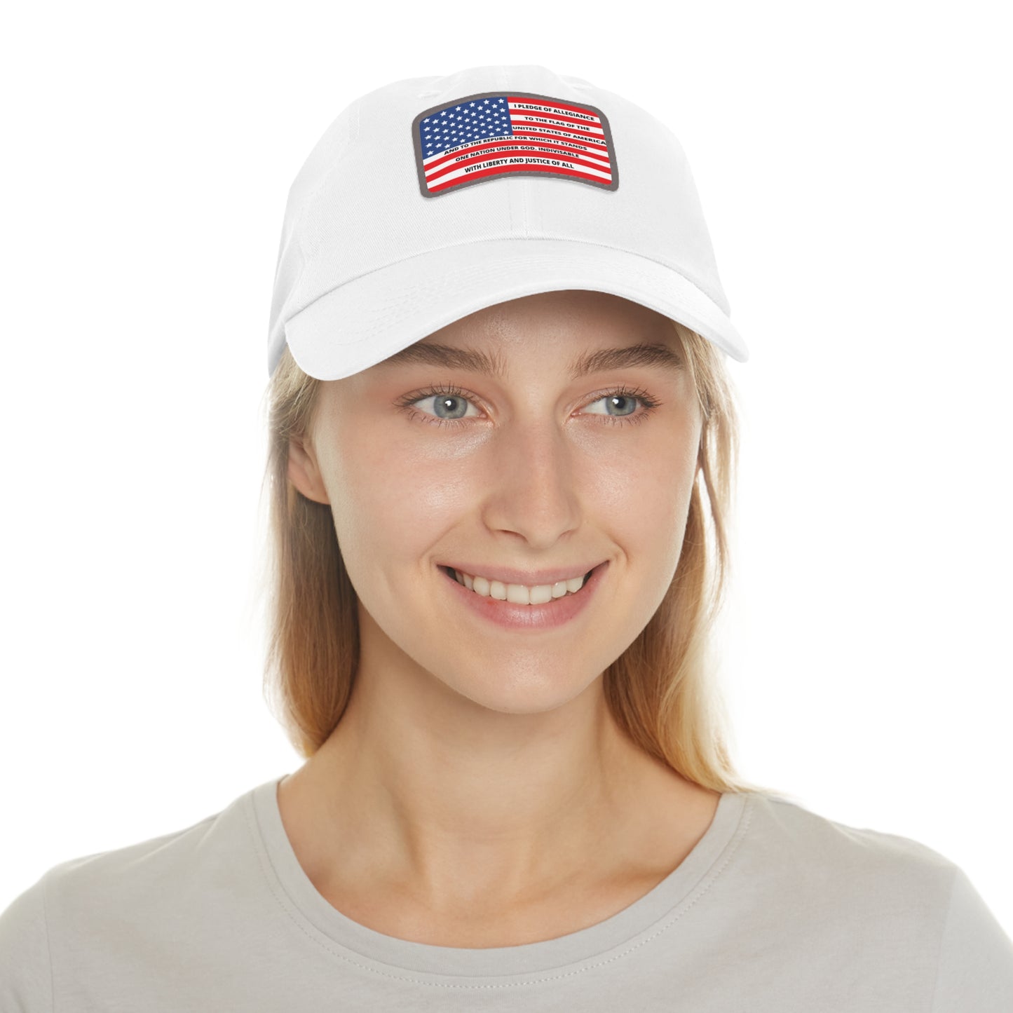 Pledge of Allegiance to the Flag of United States of America Mom and Dad Hat with Leather Patch