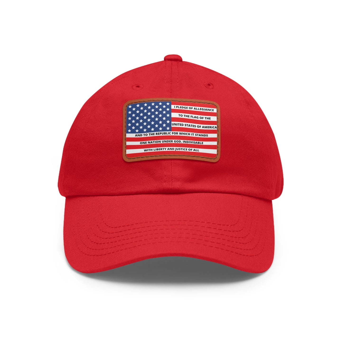 Pledge of Allegiance to the Flag of United States of America Mom and Dad Hat with Leather Patch