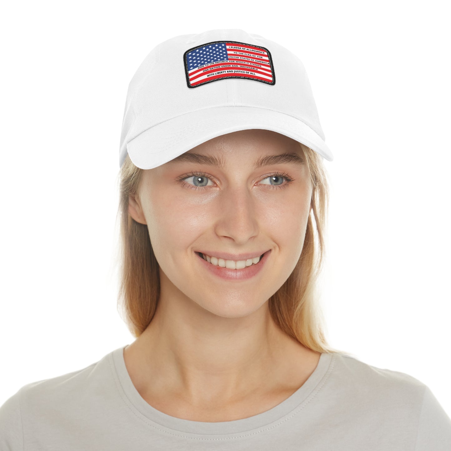 Pledge of Allegiance to the Flag of United States of America Mom and Dad Hat with Leather Patch