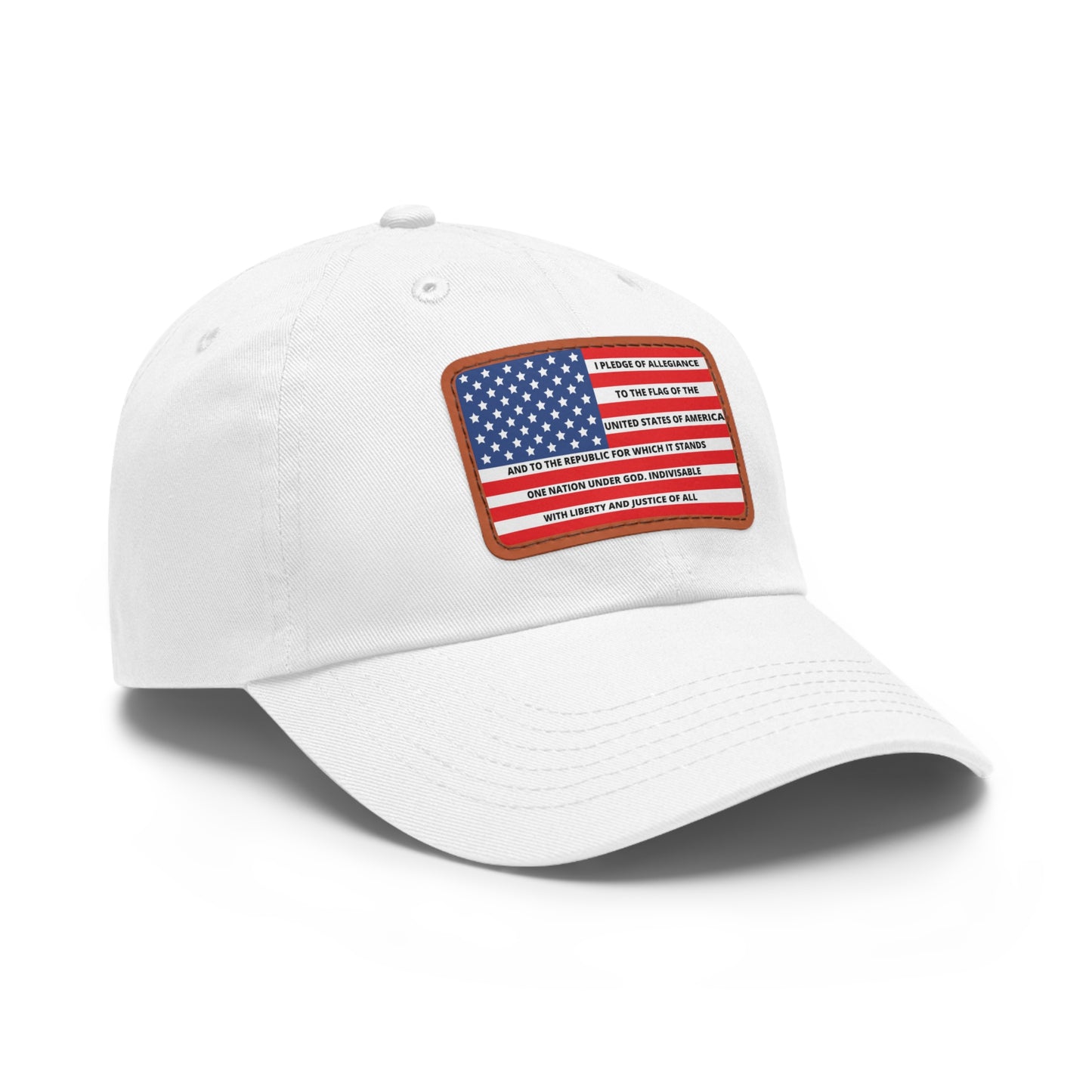 Pledge of Allegiance to the Flag of United States of America Mom and Dad Hat with Leather Patch