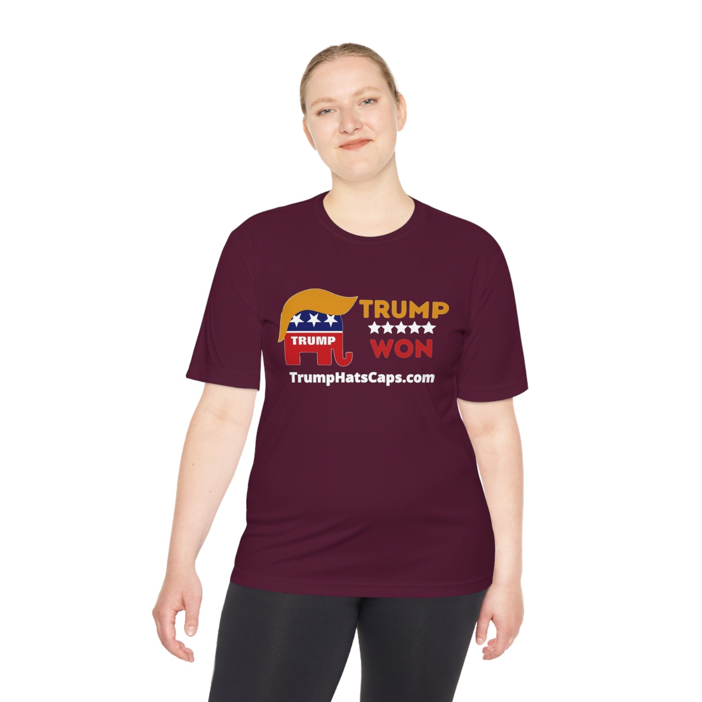 Trump Won TrumpHatsCaps.com Men's Woman's Moisture Wicking Tee