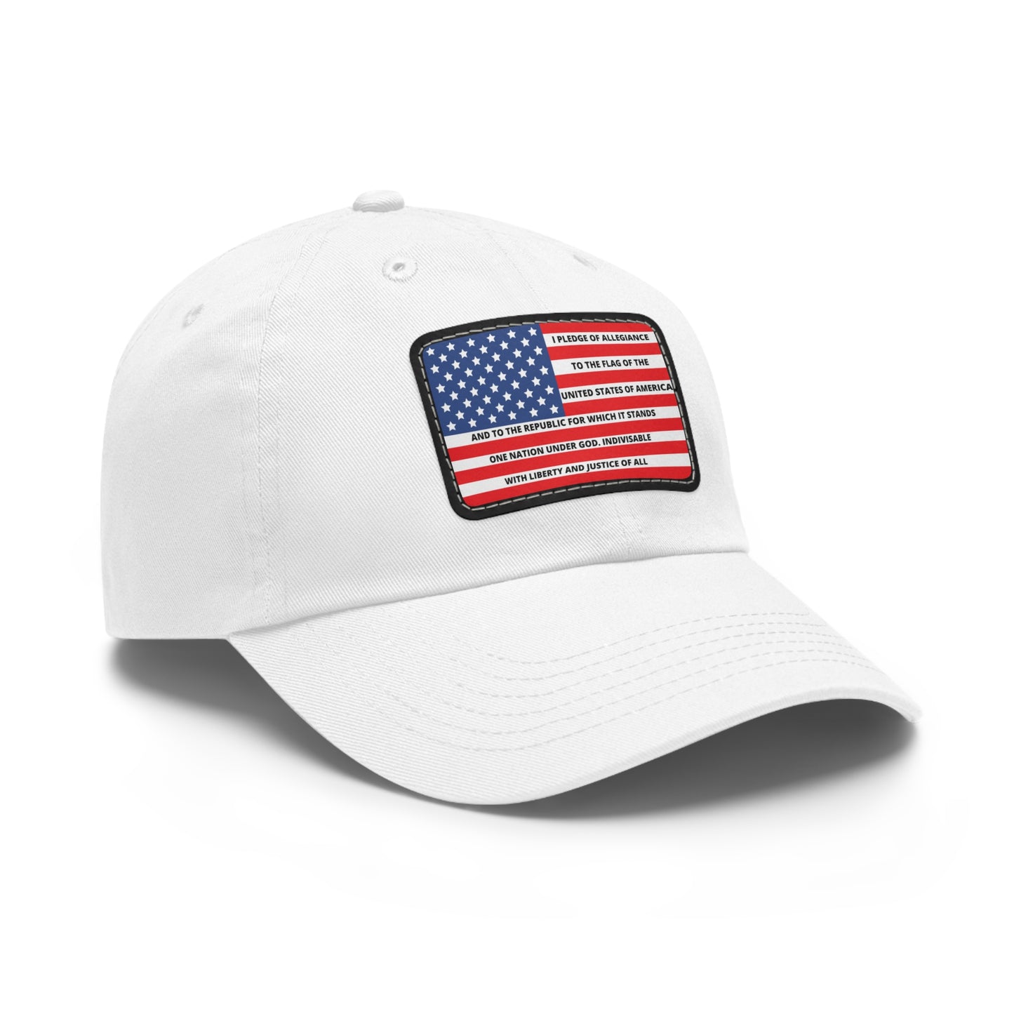 Pledge of Allegiance to the Flag of United States of America Mom and Dad Hat with Leather Patch