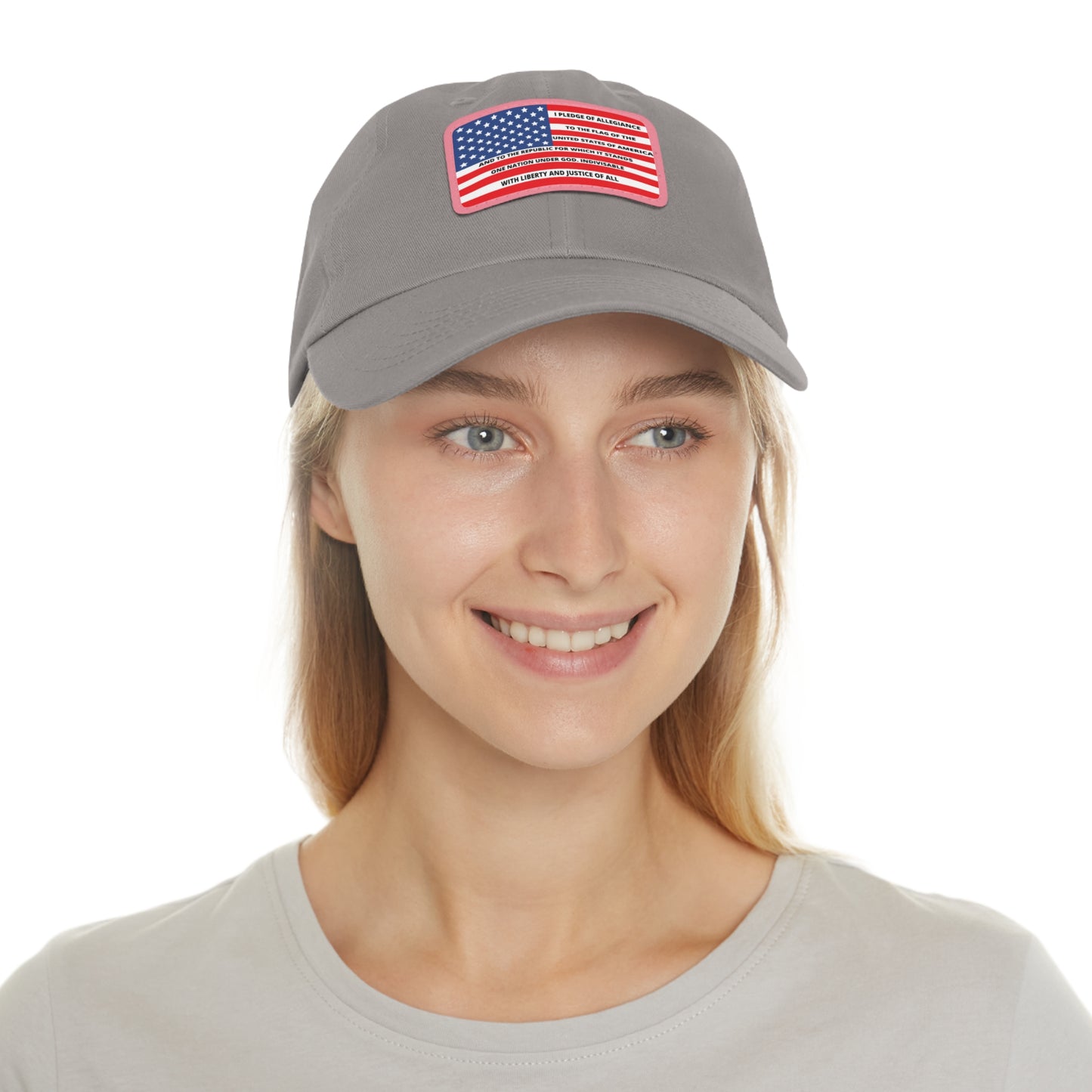 Pledge of Allegiance to the Flag of United States of America Mom and Dad Hat with Leather Patch