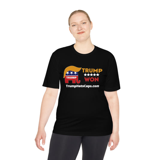 Trump Won TrumpHatsCaps.com Men's Woman's Moisture Wicking Tee