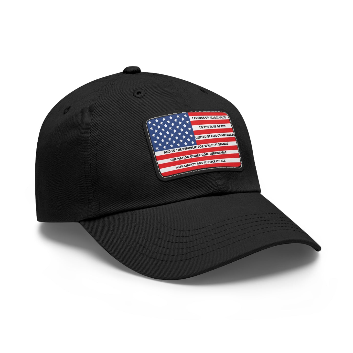 Pledge of Allegiance to the Flag of United States of America Mom and Dad Hat with Leather Patch