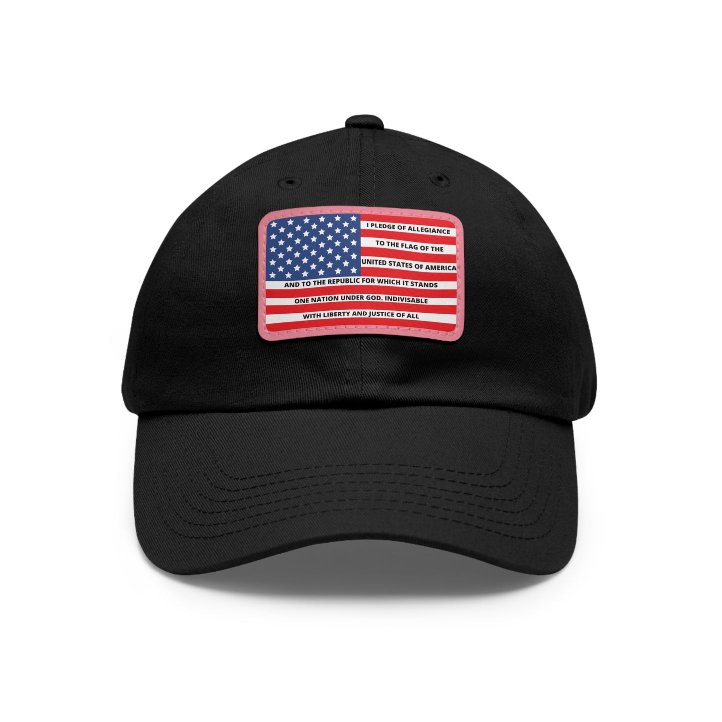 Pledge of Allegiance to the Flag of United States of America Mom and Dad Hat with Leather Patch