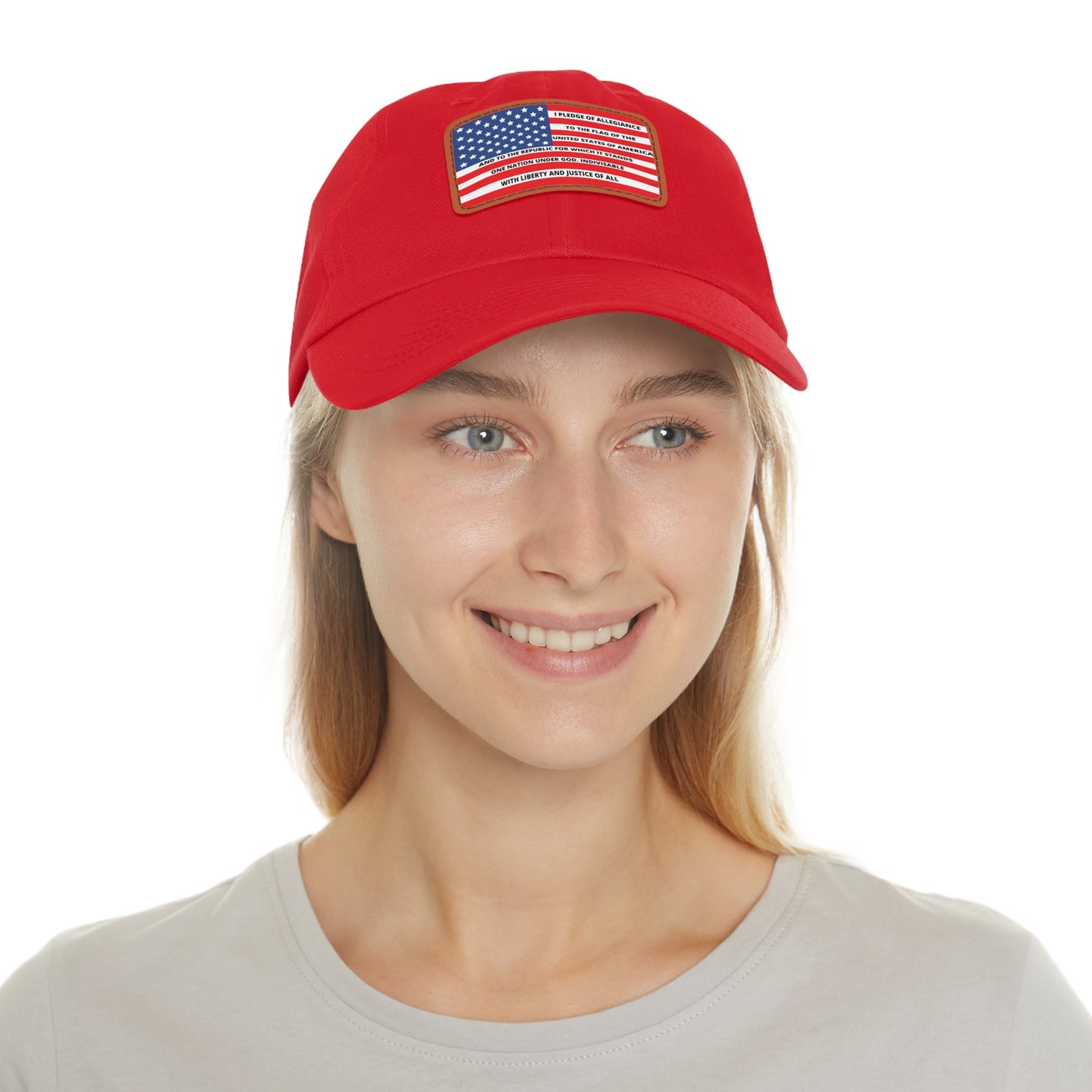 Pledge of Allegiance to the Flag of United States of America Mom and Dad Hat with Leather Patch