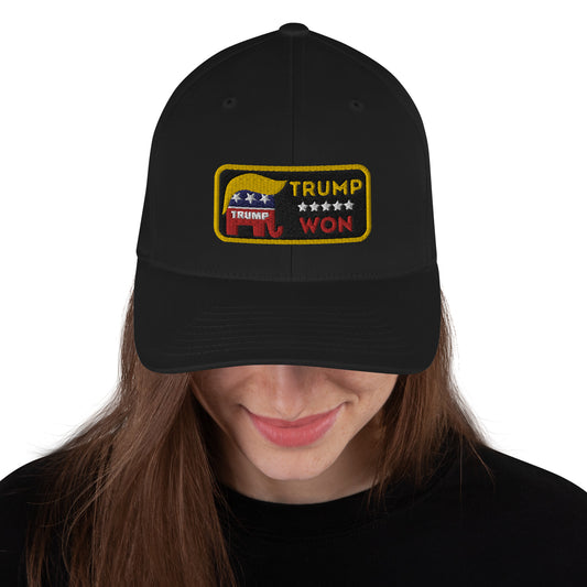 Trump Won on Front / TrumpHatsCaps.com on Back Structured Twill Cap