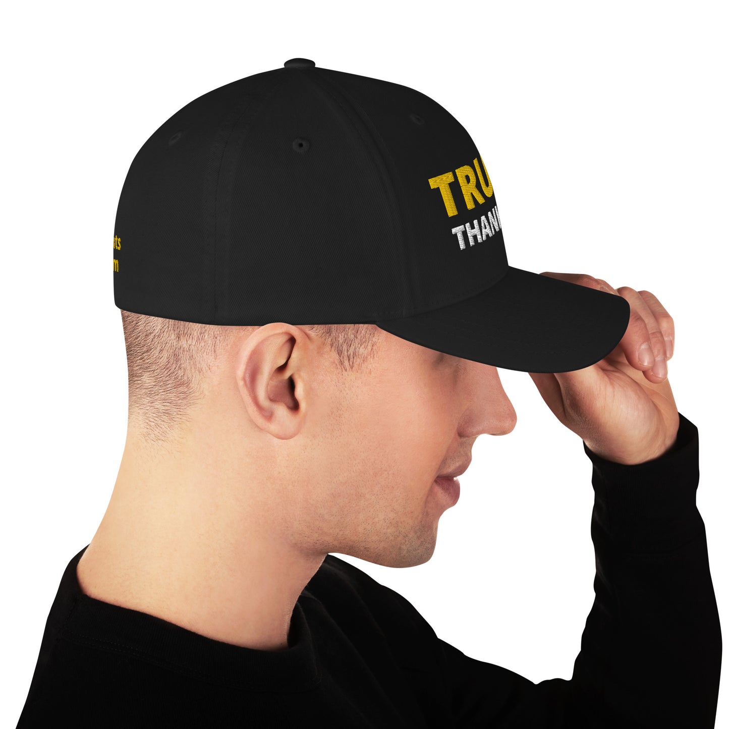 TRUMP Thank GOD! - Structured Twill Cap - Back TrumpHatsCaps.com