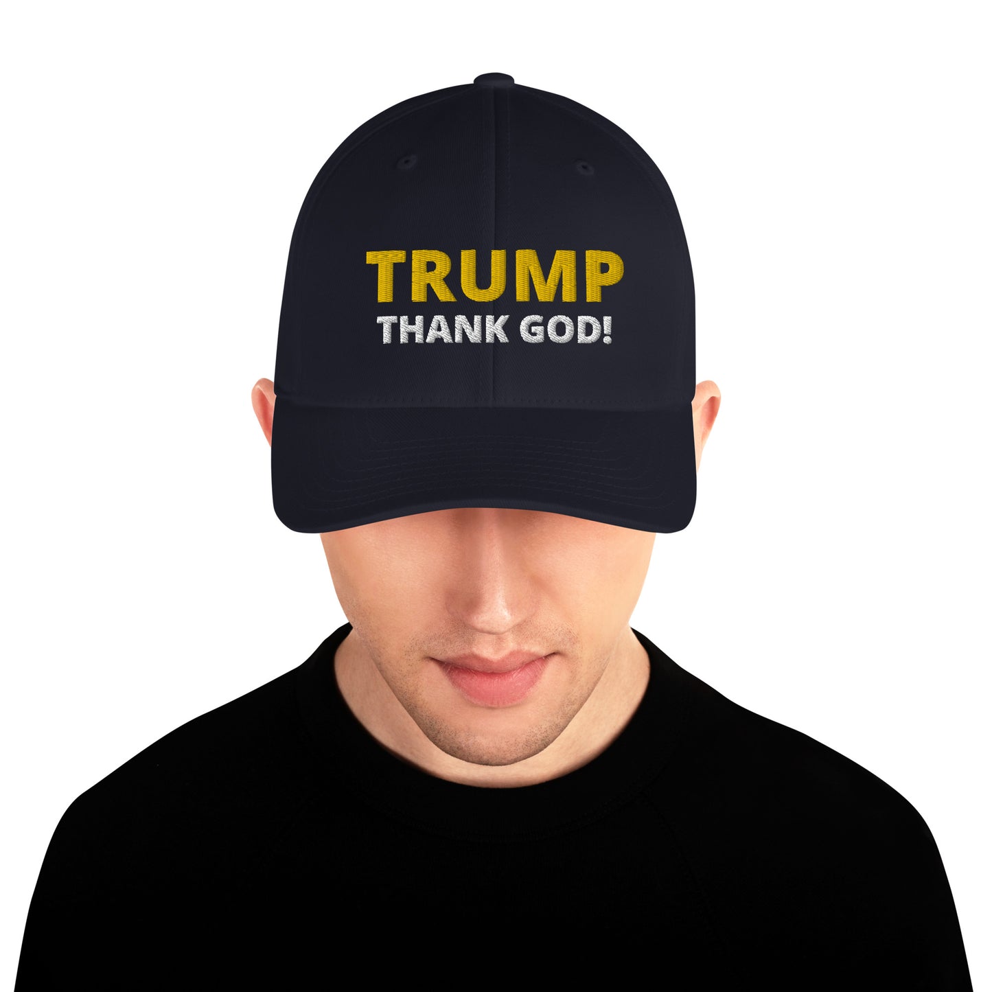 TRUMP Thank GOD! - Structured Twill Cap - Back TrumpHatsCaps.com