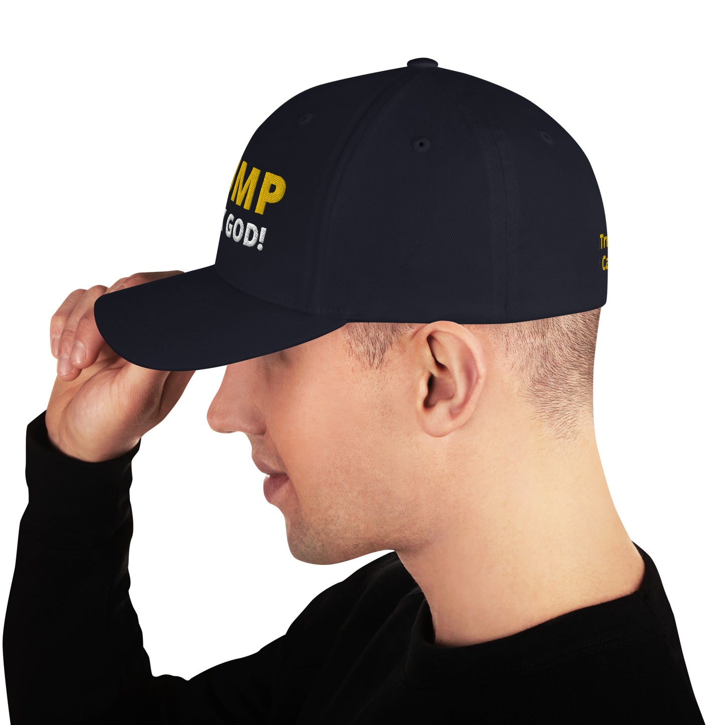 TRUMP Thank GOD! - Structured Twill Cap - Back TrumpHatsCaps.com