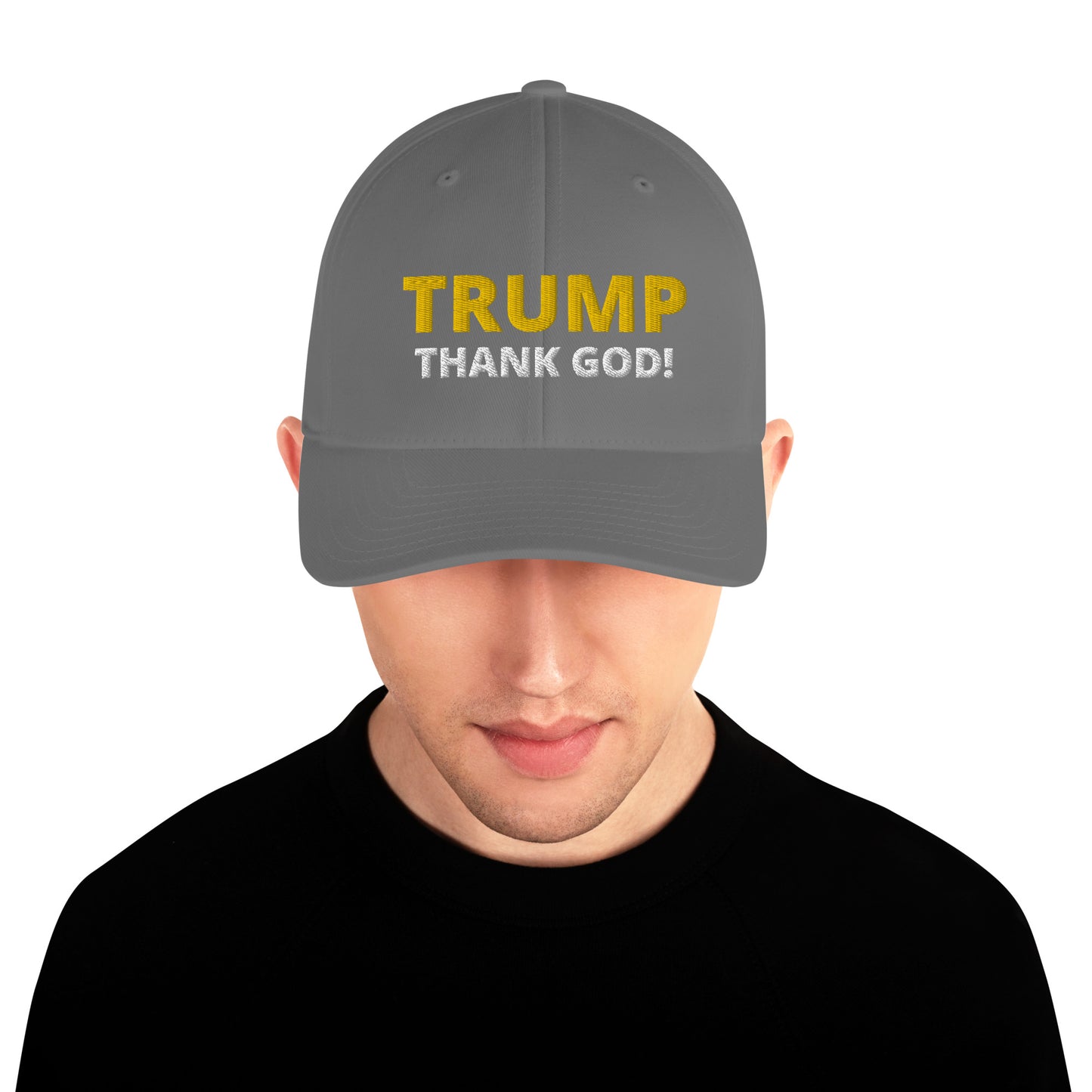 TRUMP Thank GOD! - Structured Twill Cap - Back TrumpHatsCaps.com