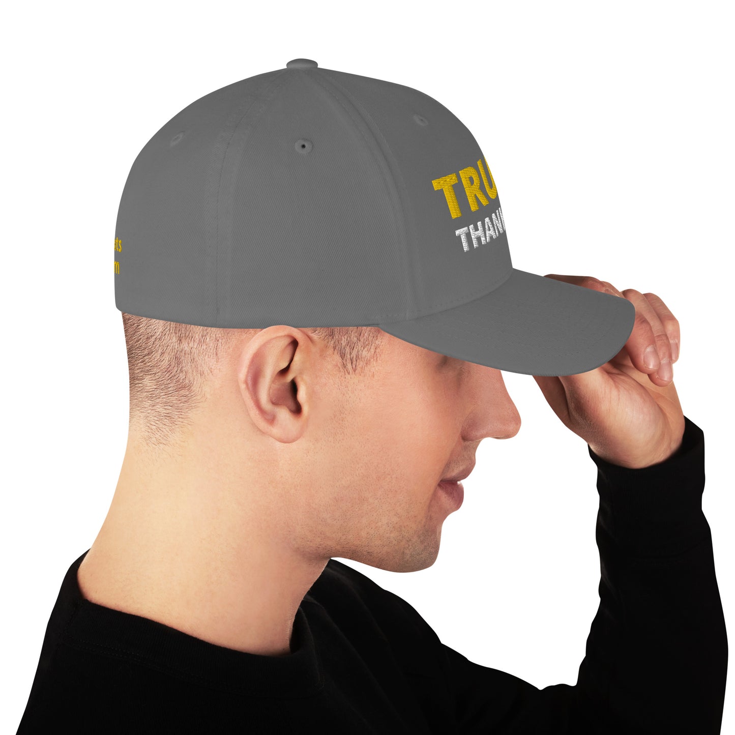 TRUMP Thank GOD! - Structured Twill Cap - Back TrumpHatsCaps.com