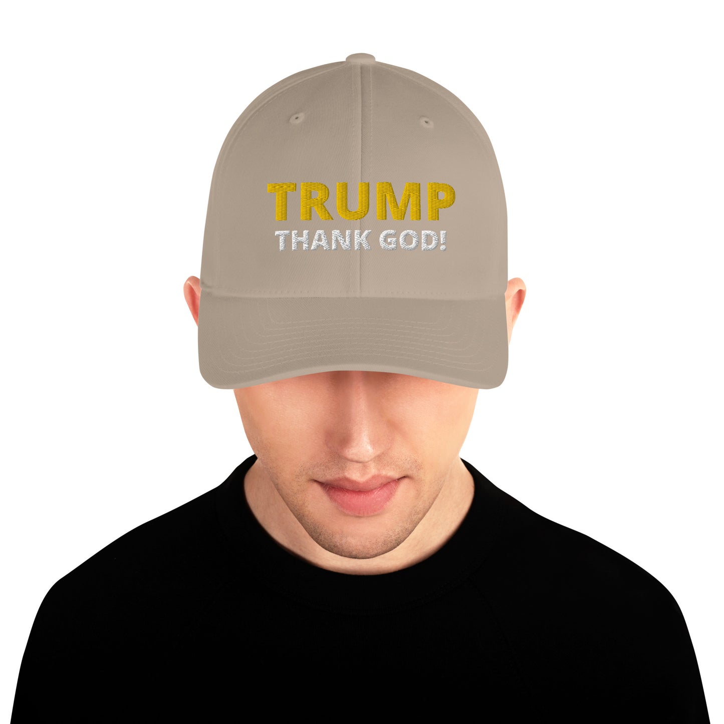 TRUMP Thank GOD! - Structured Twill Cap - Back TrumpHatsCaps.com