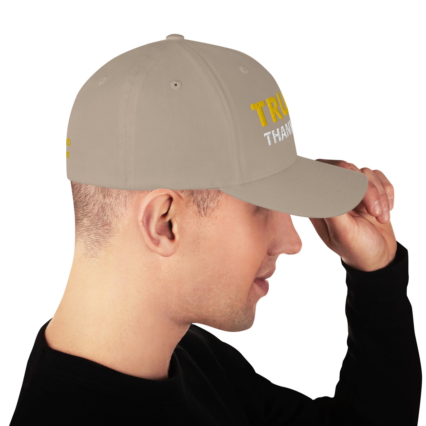 TRUMP Thank GOD! - Structured Twill Cap - Back TrumpHatsCaps.com