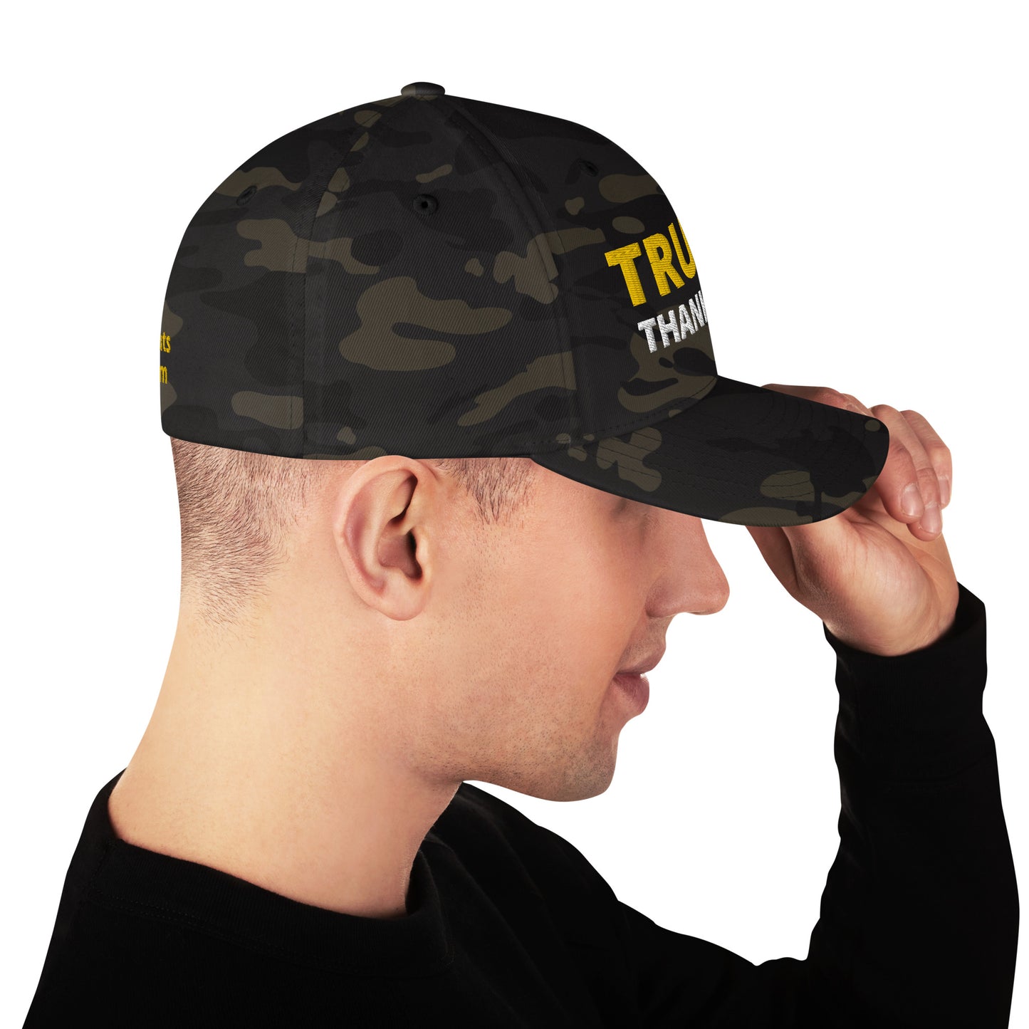 TRUMP Thank GOD! - Structured Twill Cap - Back TrumpHatsCaps.com