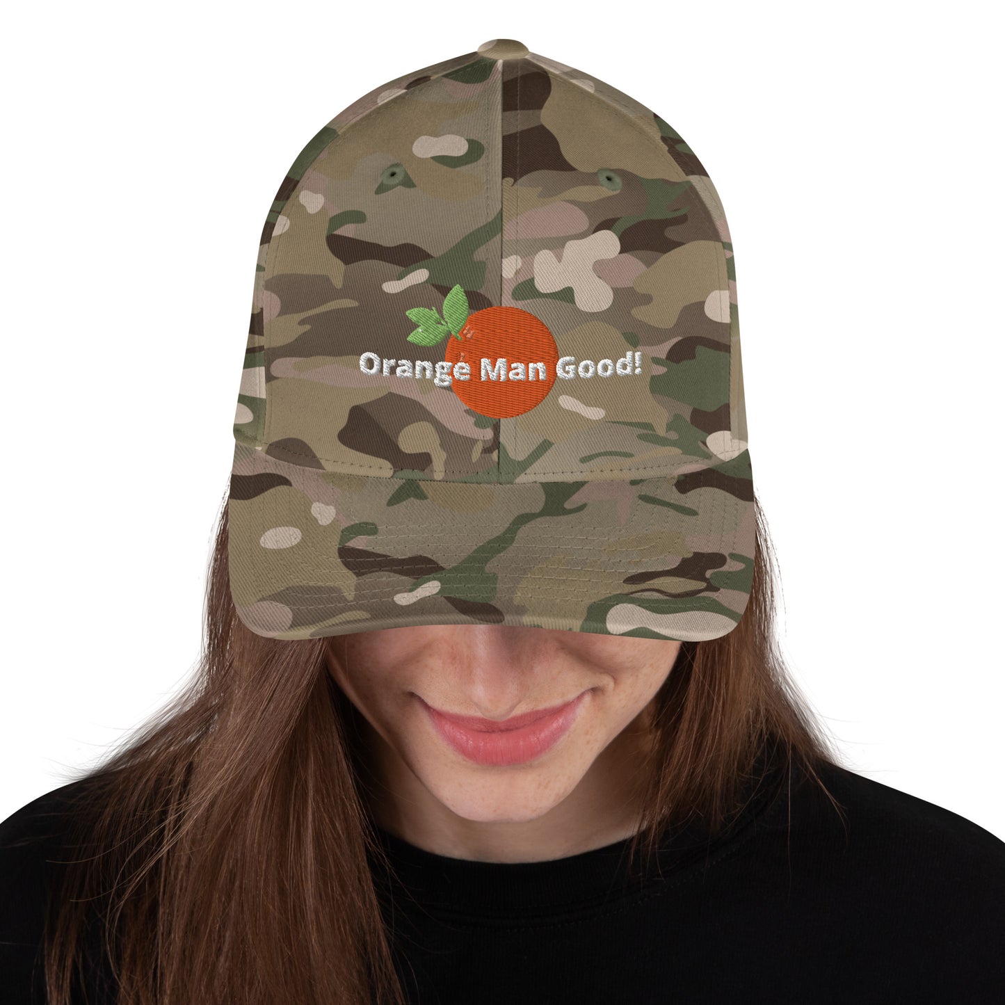 Orange Man Good! Structured Twill Cap DJT #TrumpWon (TrumpHatsCaps.com) on Back