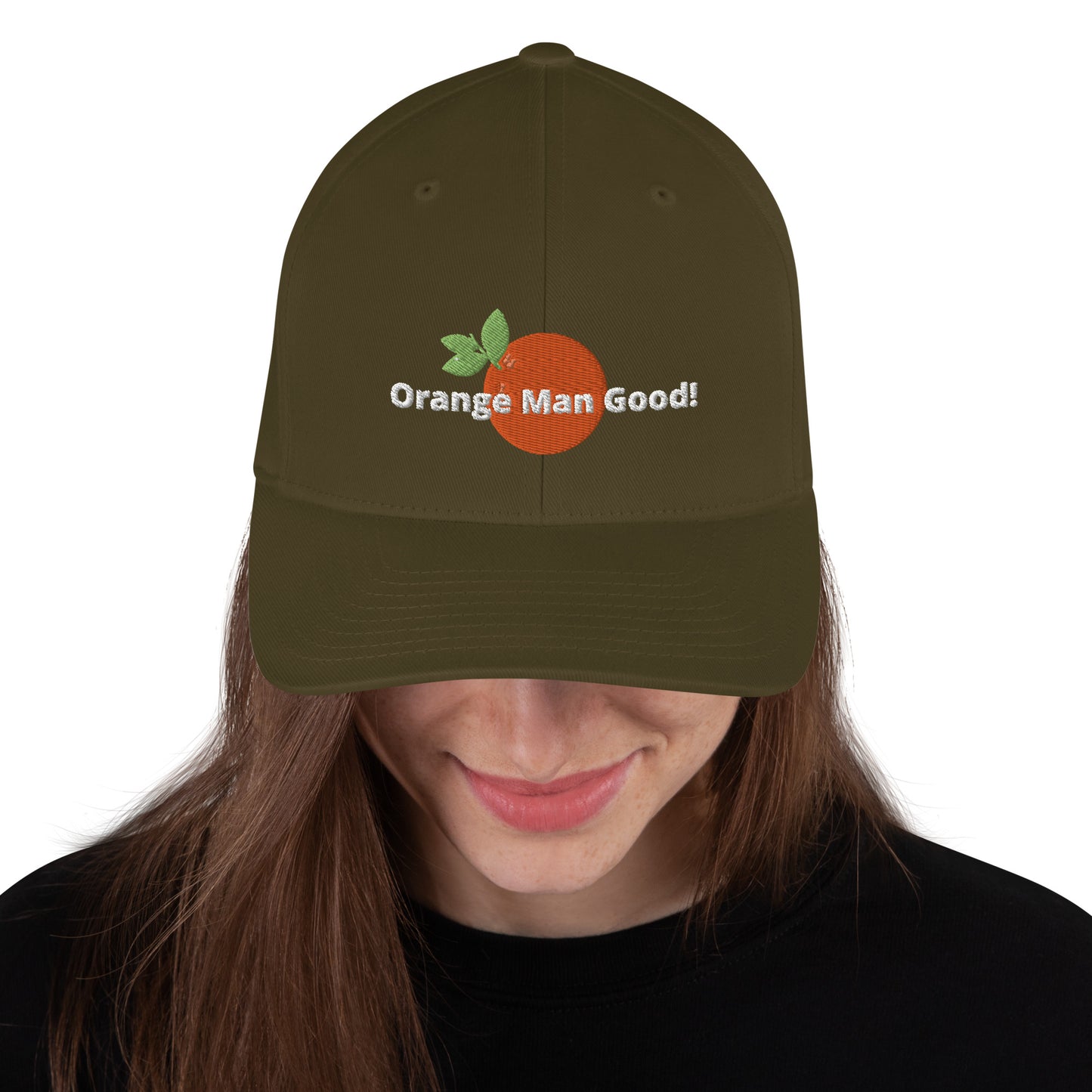 Orange Man Good! Structured Twill Cap DJT #TrumpWon (TrumpHatsCaps.com) on Back