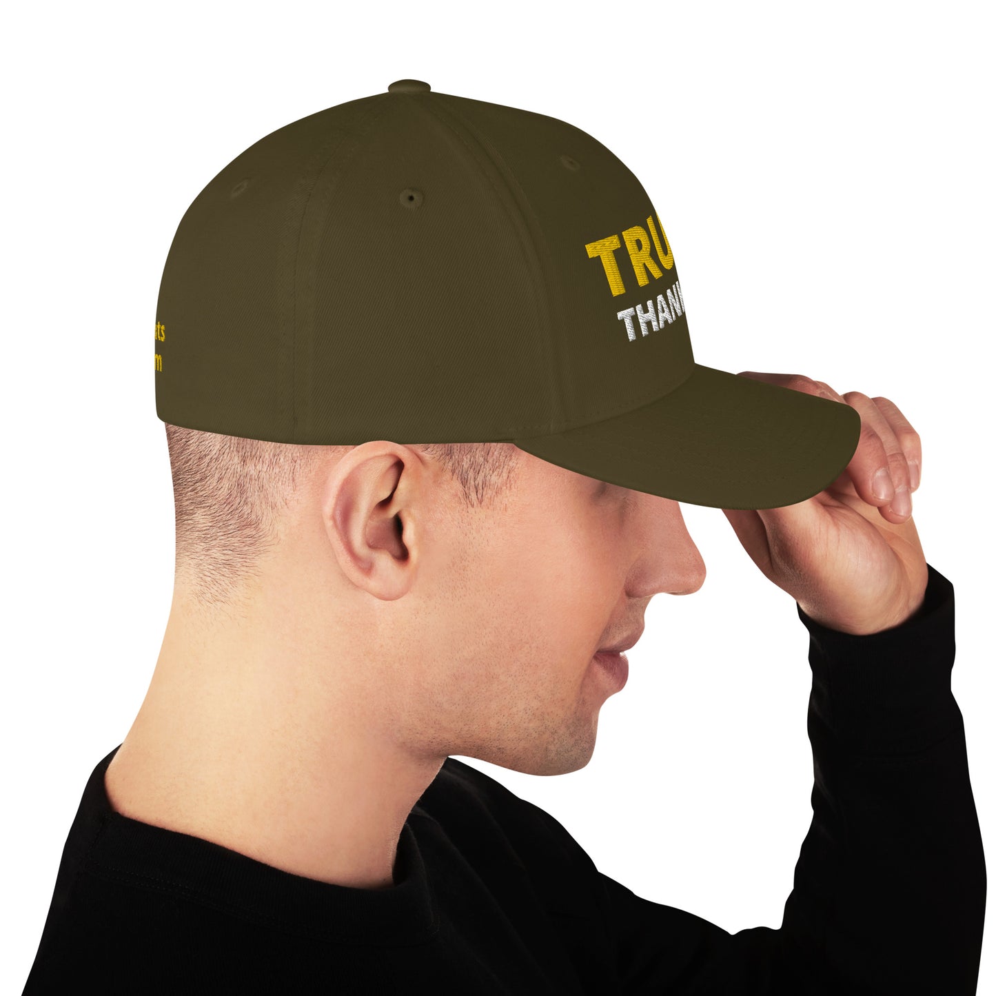 TRUMP Thank GOD! - Structured Twill Cap - Back TrumpHatsCaps.com