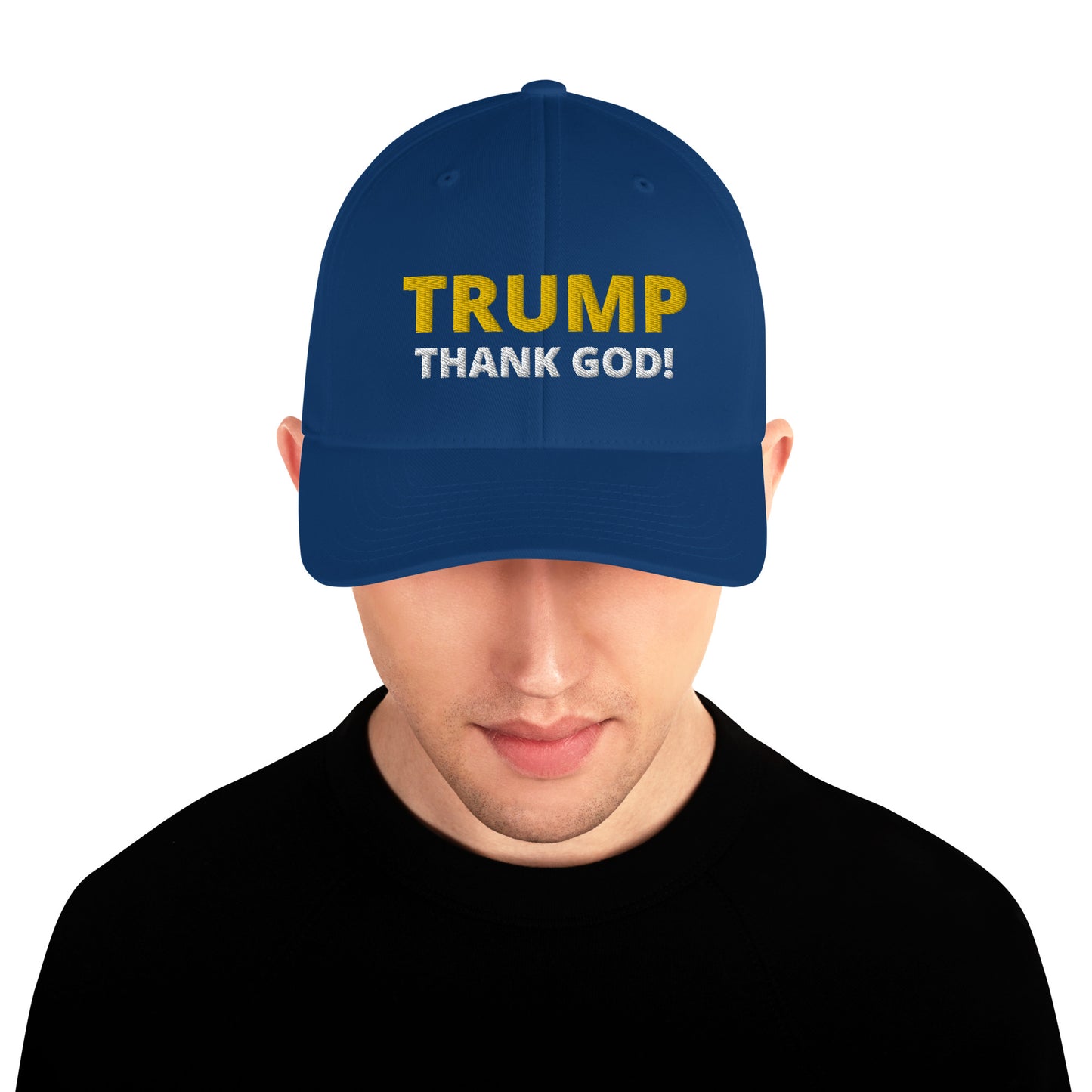 TRUMP Thank GOD! - Structured Twill Cap - Back TrumpHatsCaps.com