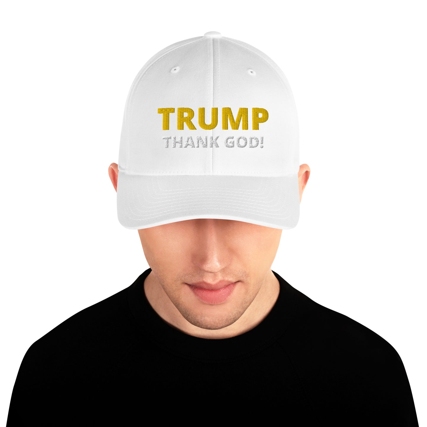 TRUMP Thank GOD! - Structured Twill Cap - Back TrumpHatsCaps.com