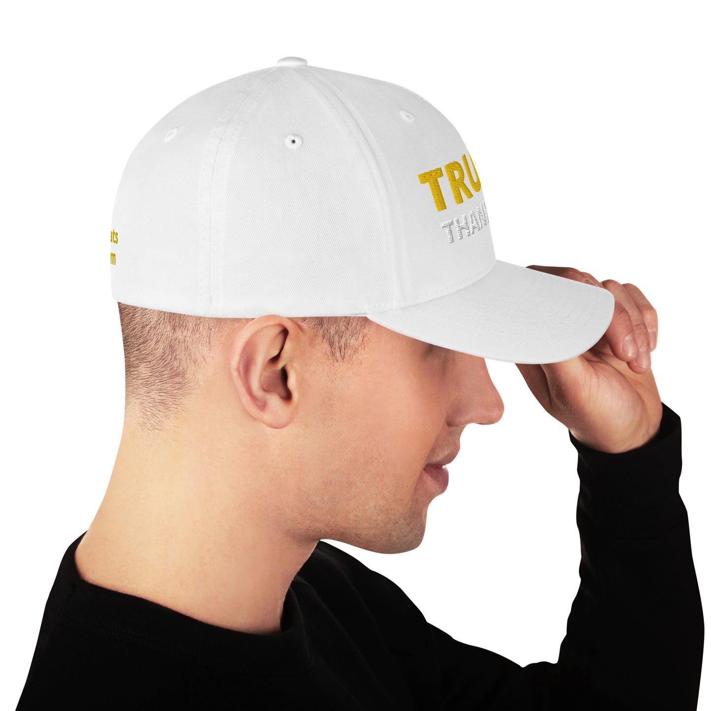 TRUMP Thank GOD! - Structured Twill Cap - Back TrumpHatsCaps.com